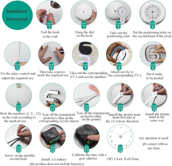 Reloj de Pared 3D DIY con Números Arábigos - Imagen 7