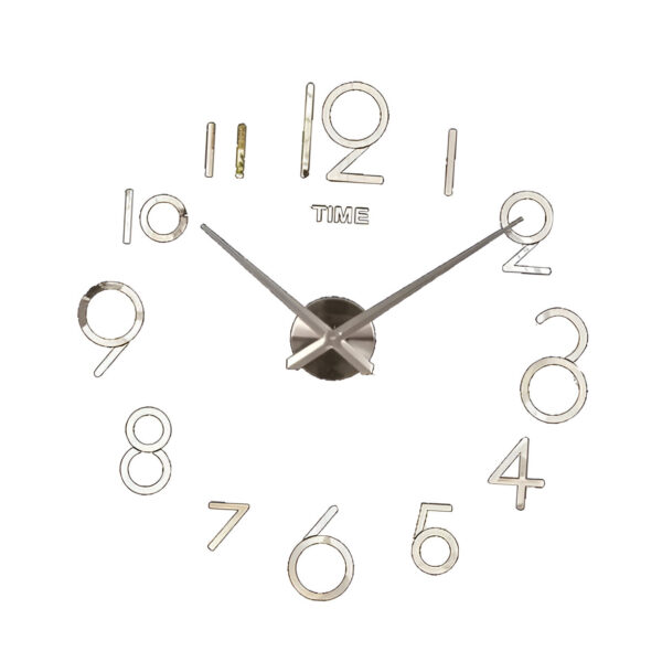 Reloj de Pared Moderno Grande 3D Plateado - Imagen 2