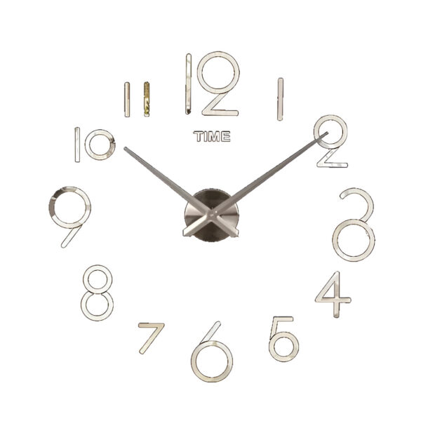 Reloj de Pared Moderno Grande 3D Plateado