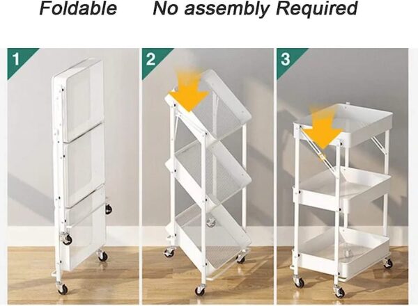 Carrito Multiuso Metálico Plegable de 3 Niveles - Imagen 10