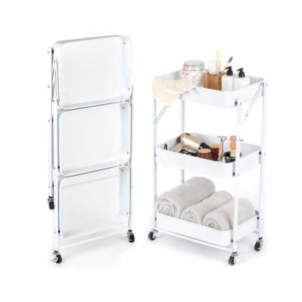 Carrito Multiuso Metálico Plegable de 3 Niveles